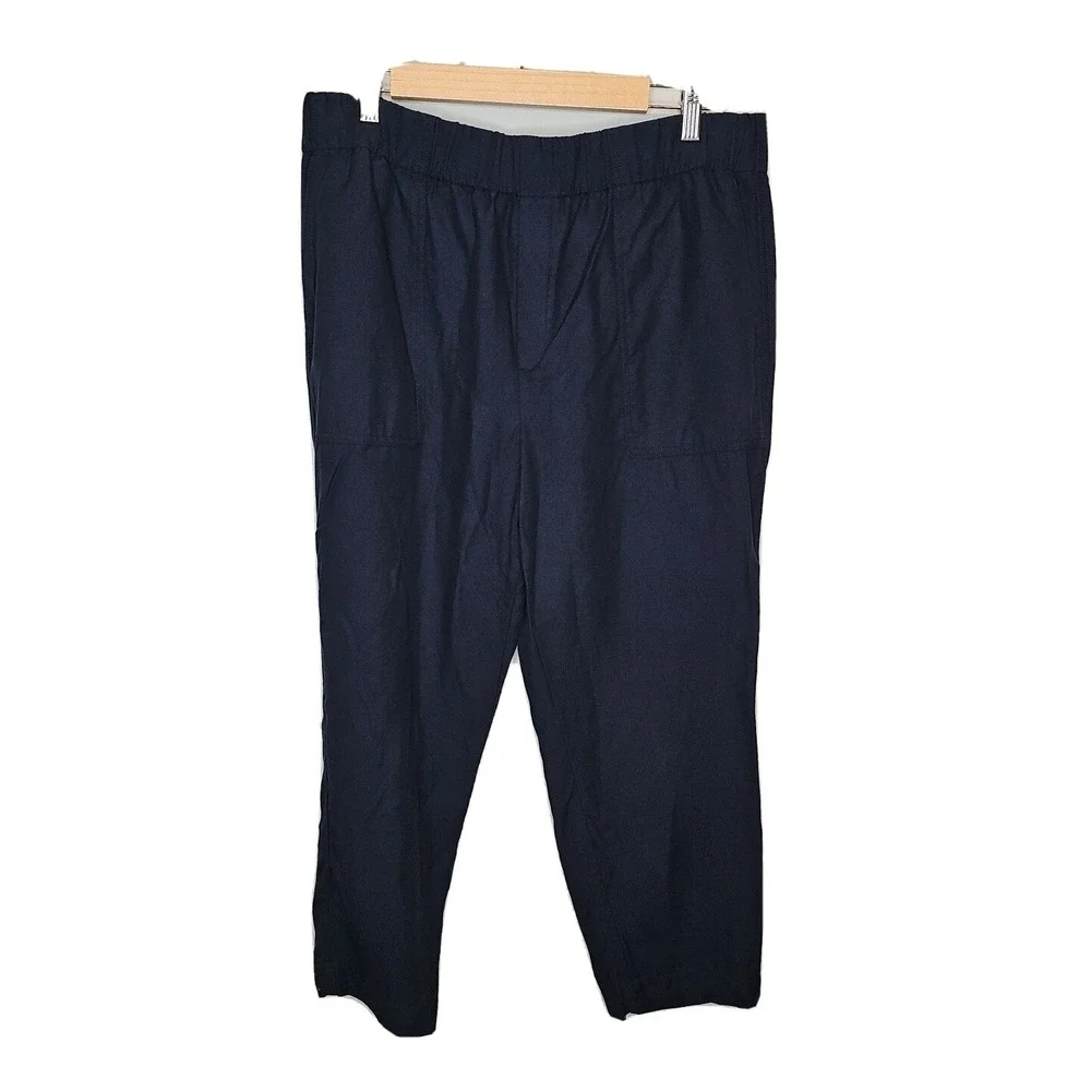 Banana Republic Women's Navy Blue Tencel Linen Chino Pull On Pants Size Large